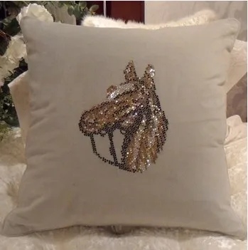 Pillow decor horse  appliques design stone hot fix rhinestone motif iron on crystal transfer patches for shirt