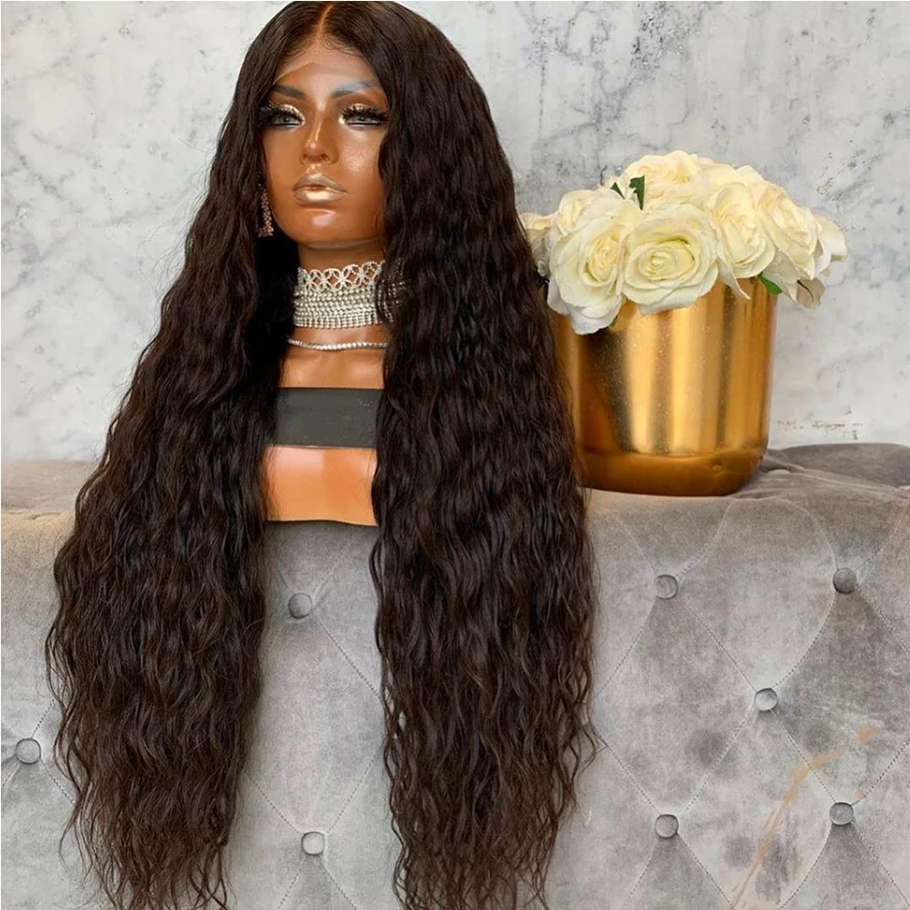 300% 400% Thick Density Water Wave Lace Front Wig Remy Hair 13x4 Glueless Lace Front Human Hair Wigs Long 30