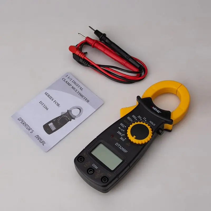 

DT3266F LCD Digital Clamp Multimeter Amperemeter Electrical Clamp Meter AC / DC Voltage Resistor Tester with Buzzer 19QB