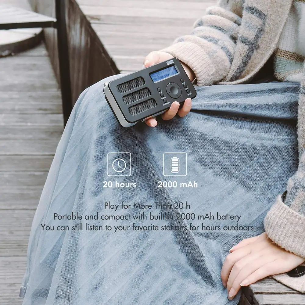 Portable Digital Radio August MB225  DAB/DAB +/FM RDS Function Dual Alarm Stereo/Mono Speaker Rechargeable Battery with LCD