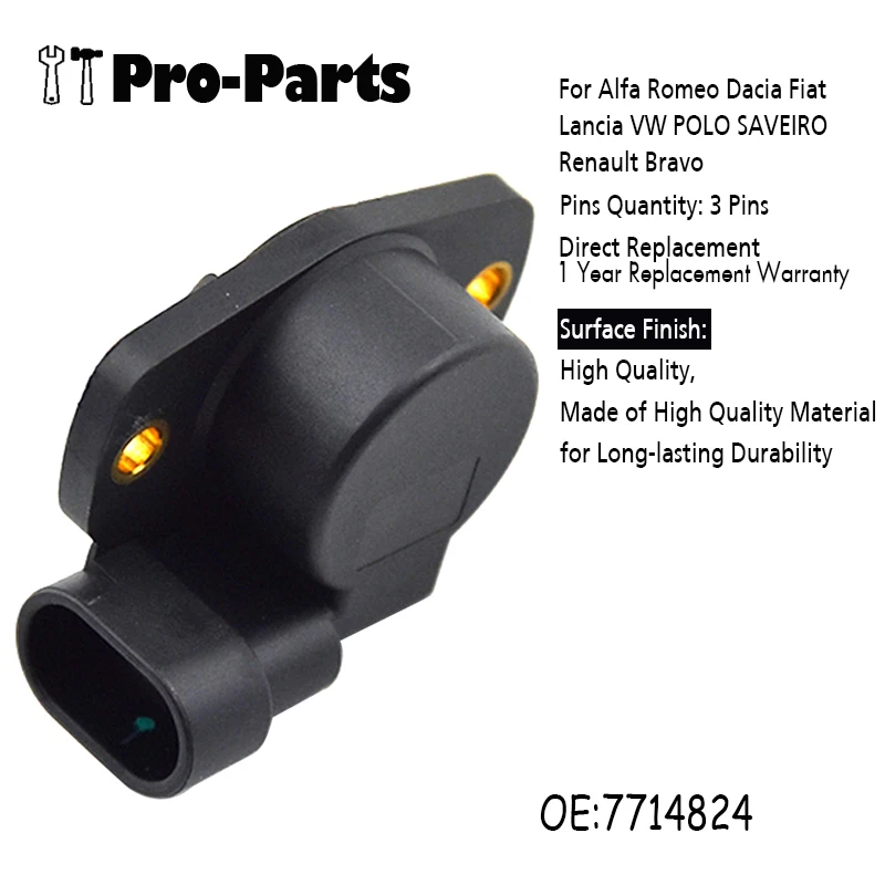 7714824 New Throttle Position Sensor TPS Fits Alfa Romeo Dacia Fiat Lancia VW POLO SAVEIRO Renault Bravo 9950634 9945634
