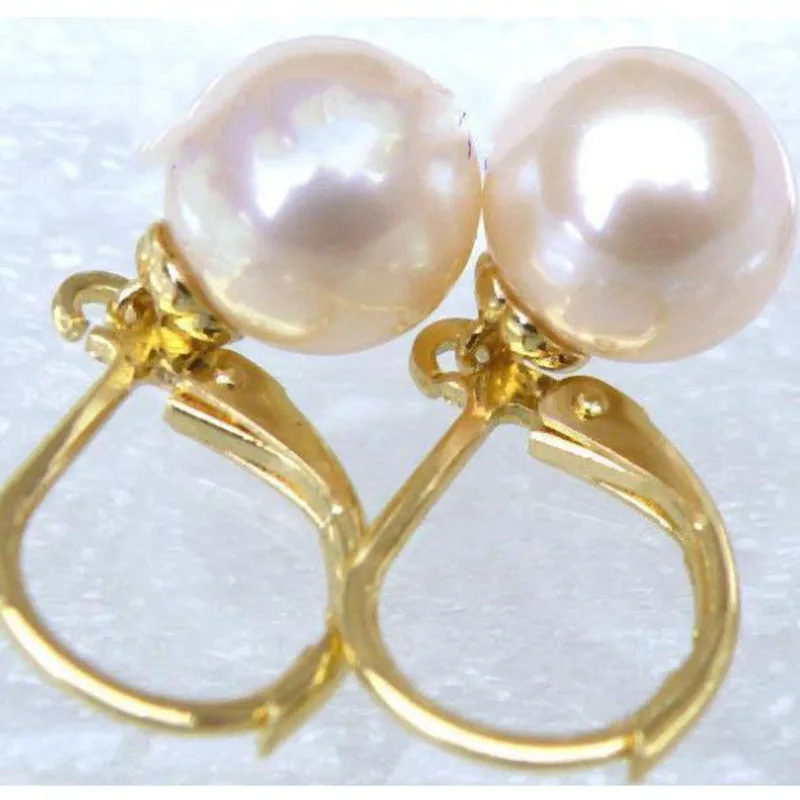 EXCELLENT 7.6MM AAA+++ GRADE WHITE AKOYA PEARL DANGLE EARRING 14k/20