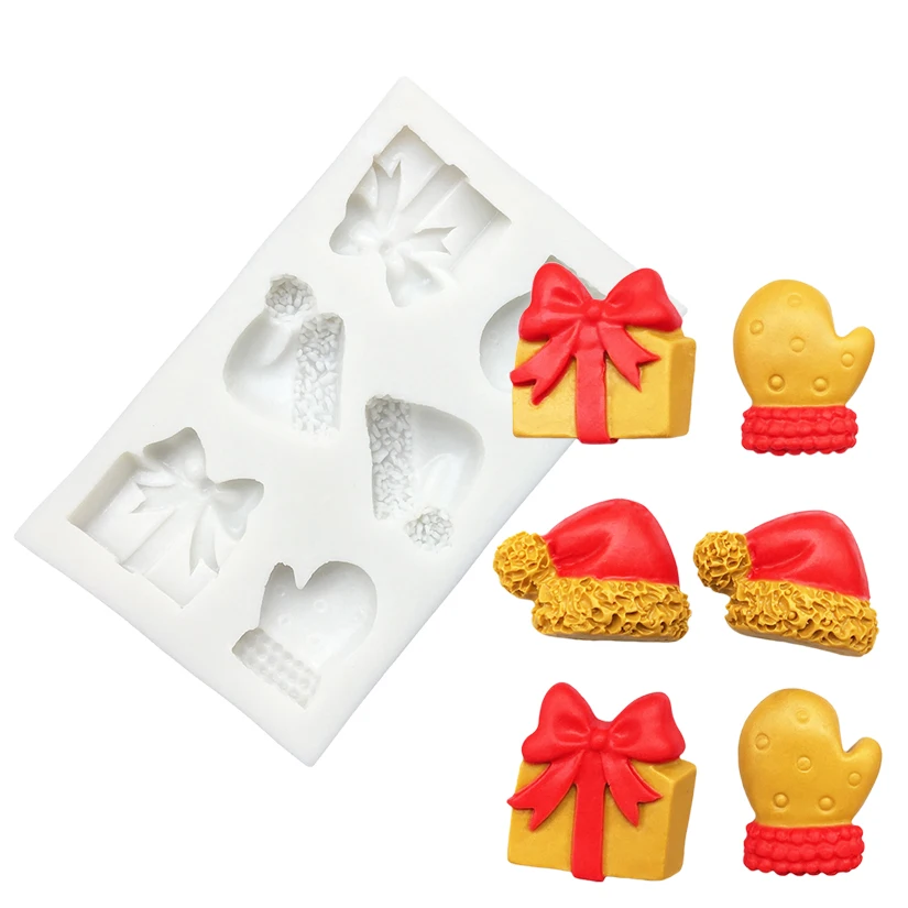 Christmas Gift Bags Hat Glove Silicone Mold Sugarcraft Cupcake Baking Mold Fondant Cake Decorating Tools