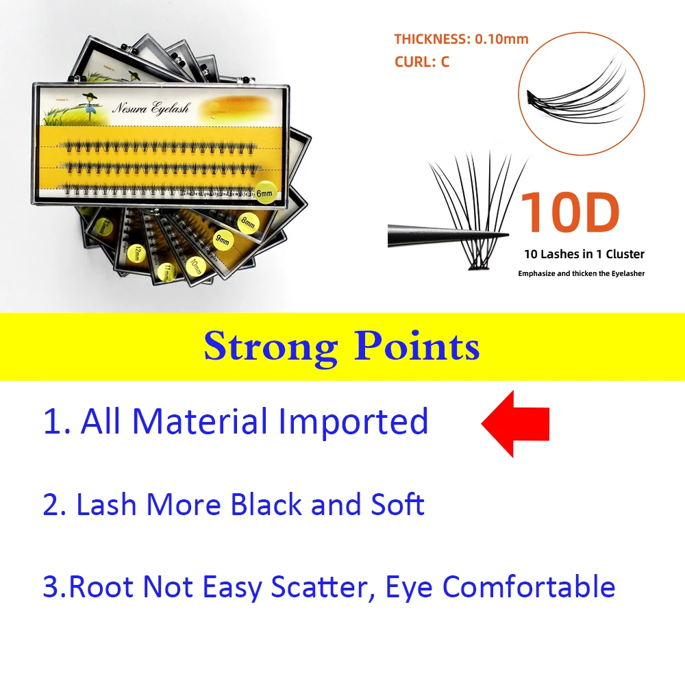 Grafting World 10D Eyelash Extension Real Human Lashes for Make Up Individual Eyelashes Russia Volume Premade Fans