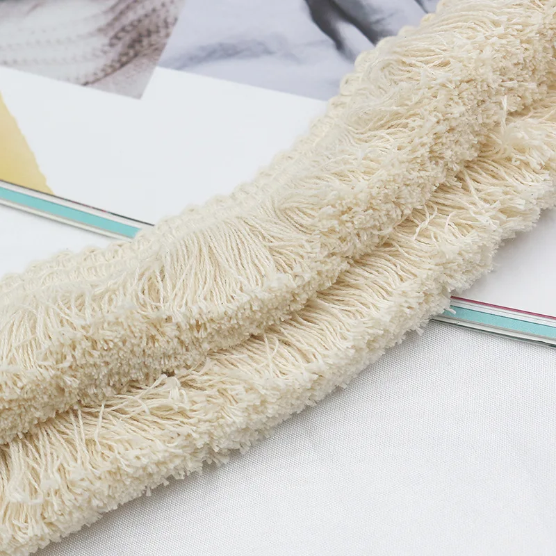 1m Thick Beige Cotton Thread Strip Fringe Lace Trim DIY Clothing Accessories Tassel Clothes Pillow Home Curtain Decoration 3.8cm