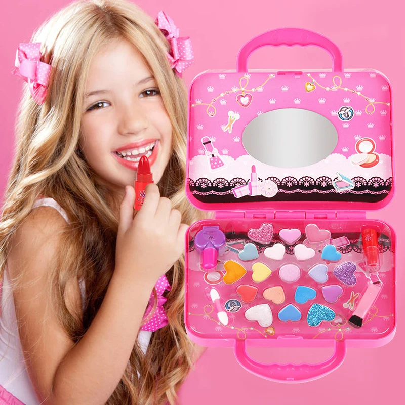 Kids Makeup Set Toys Suitcase Dressing Cosmetics Girls Toys Plastic Beauty Safety Pretend Play Children Girl Makeup Games Gifts