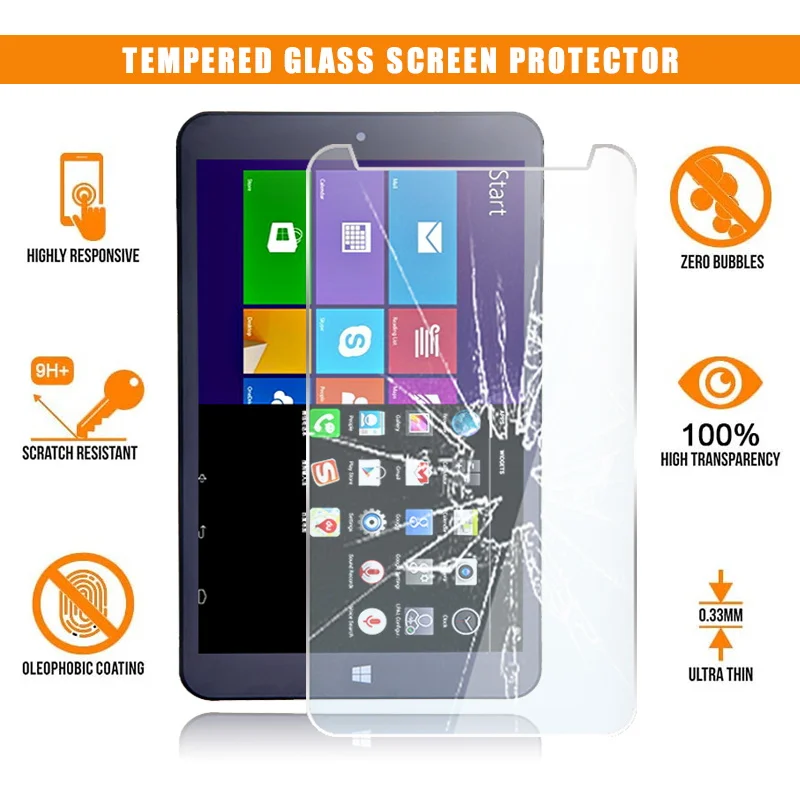 Screen Protector For CHUWI Vi8 Tablet Tempered Glass 9H Premium Scratch Resistant Anti-fingerprint Film Guard Cover