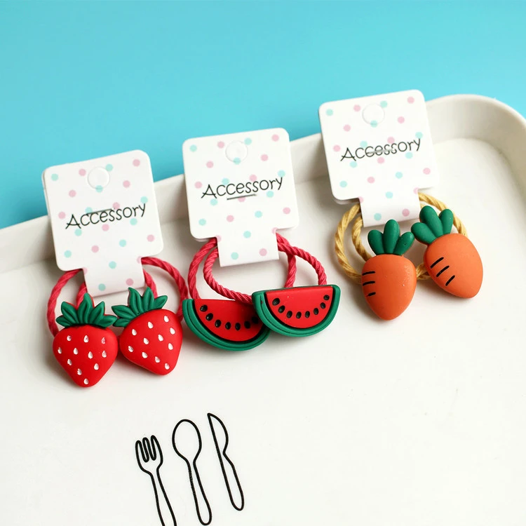 2PCS New Cherry Radish Lovely Princess Cartoon Headwear Kids Elastic Hair Bands Children Ropes Girls Accessories Baby Headdress