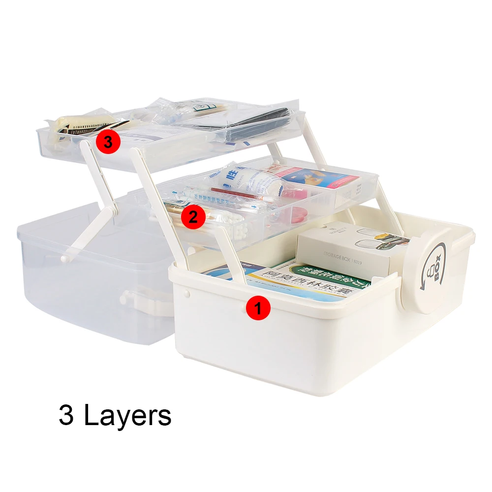 Drawer Sundries Organizer First Aid Kit Large Capacity Folding Medicine Chest Storage Plastic Tier Medicine Boxes Storage Box