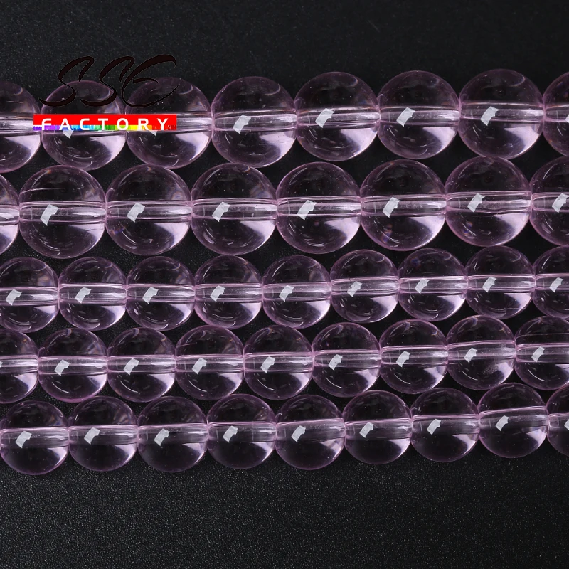 Smooth Pink Crystal Glass Beads Round Loose Spacer Beads 4 6 8 10 12 mm Diy Bracelet Necklace For Jewelry Making Wholesale 15