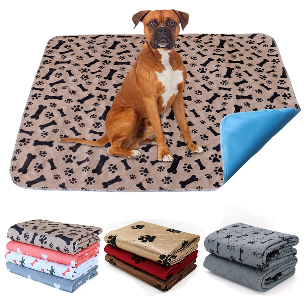 Waterproof Pet Diaper Mat Reusable Dog Urine Pad Washable Dogs Cat Diapers Pads Bone Paw Print Seat Cover Mats For Sofa Bed