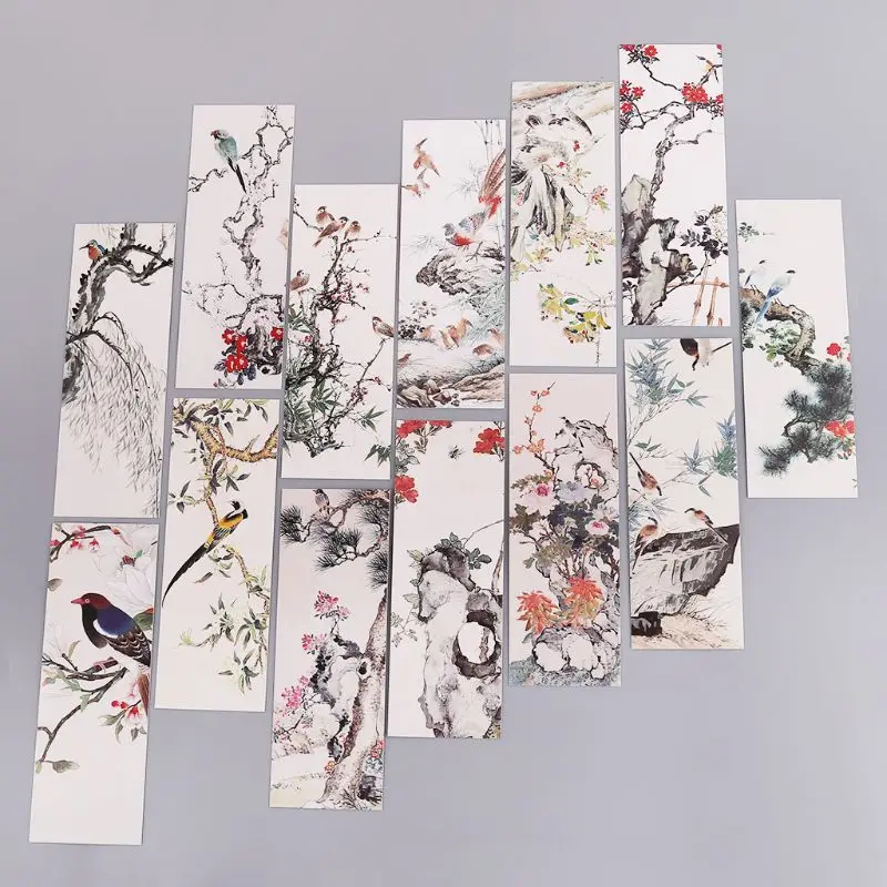 30pcs Flowers Birds Bookmarks Paper Page Notes Label Message Card Book Marker School Supplies Stationery Q1JC