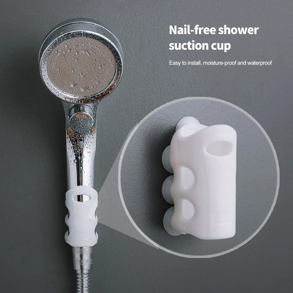 Punch Free Shower Head Holder Wall Mount Silicone Bracket Reusable Stand Strong Vacuum Suction Cup Durable Bathroom Accessories