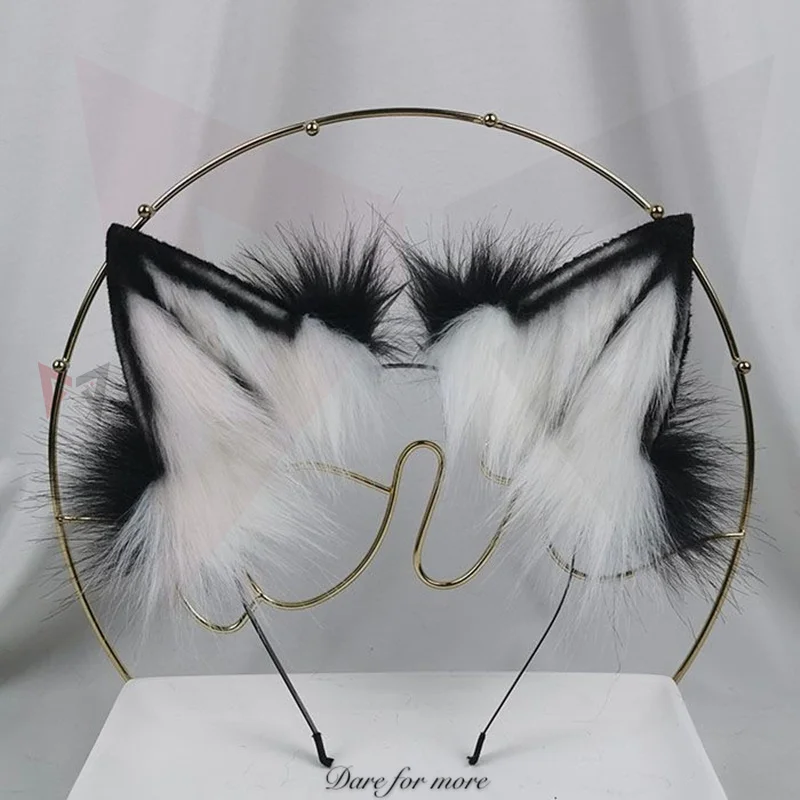 New White Black Wolves Wolf Fox Ears Hair Hoop Hairbands Headwear Tail Hand Made Work For Girl Women Custom Made