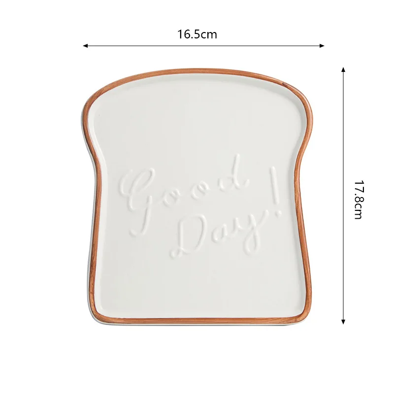 Ceramic Plate Breakfast Dishes Toast Shaped Bread Plates Salad Fruit Snack Dessert Tray Cute Household Tableware