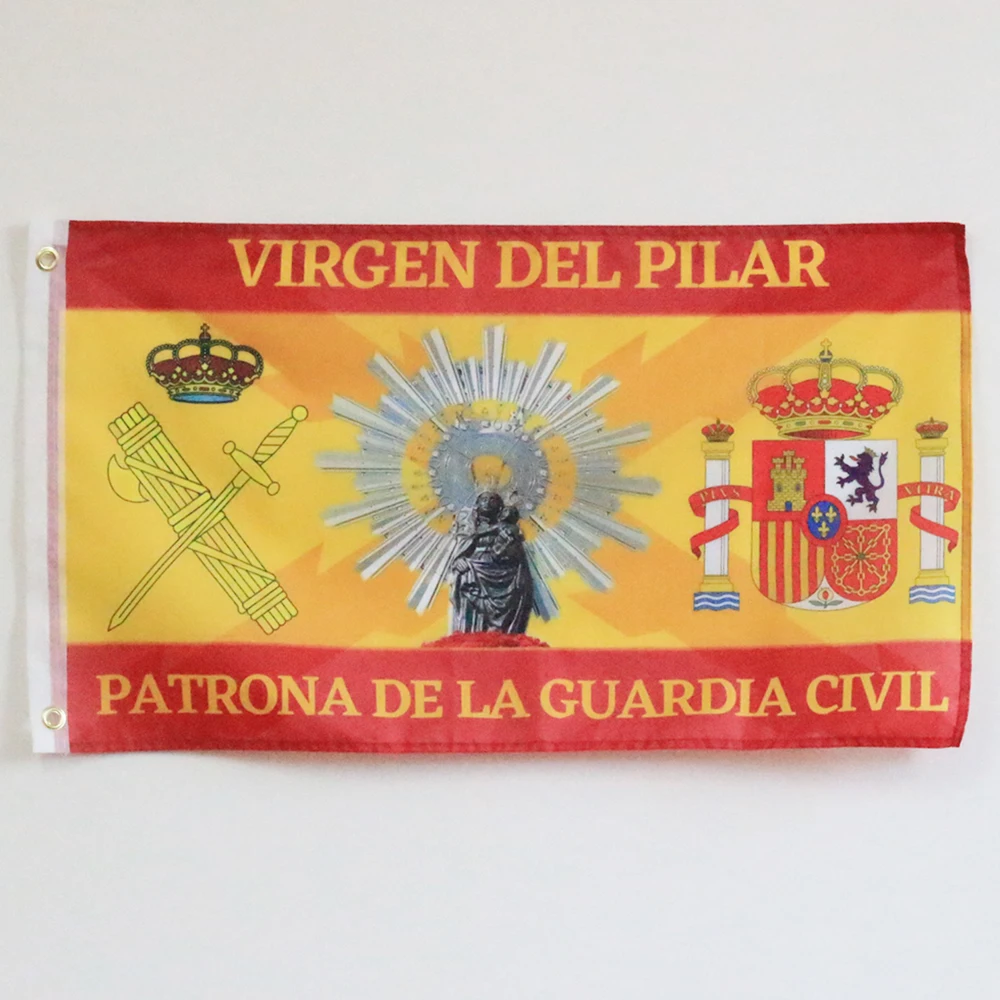 Flag Of Spain With Cross Of Burgundy Spanish Empire Cruz De San Andres Virgen Del Pilar Patron Of The Civil Guard