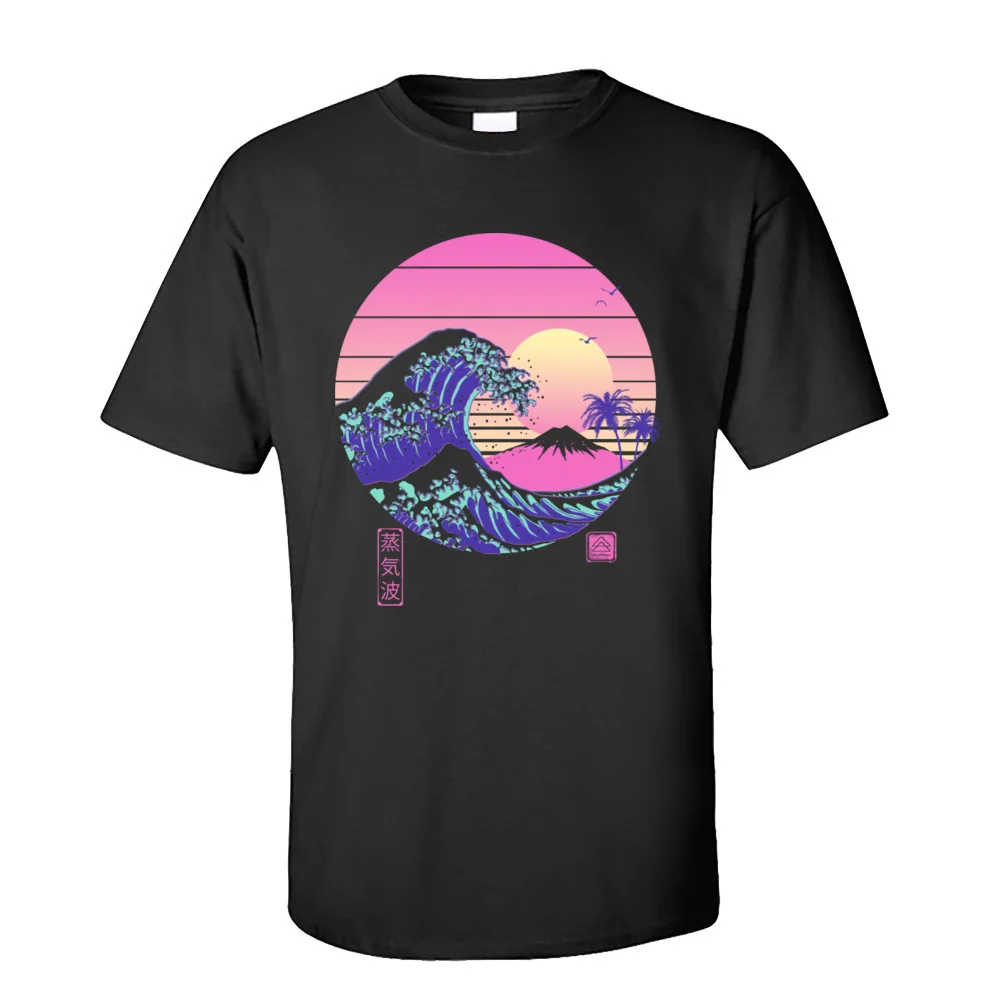 Men Great Wave Tshirt The Great Vaporwave Tops Shirt Special O-Neck Party Short Sleeve Cotton Mens T-shirts Summer Tops Tees