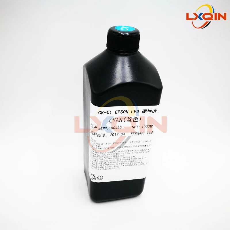 LXQIN 1000ml LED UV Ink for Hard Material for Epson XP600/DX5/DX7 Head for Thunderjet Infiniti Flatbed Inkjet Printer Hard Ink