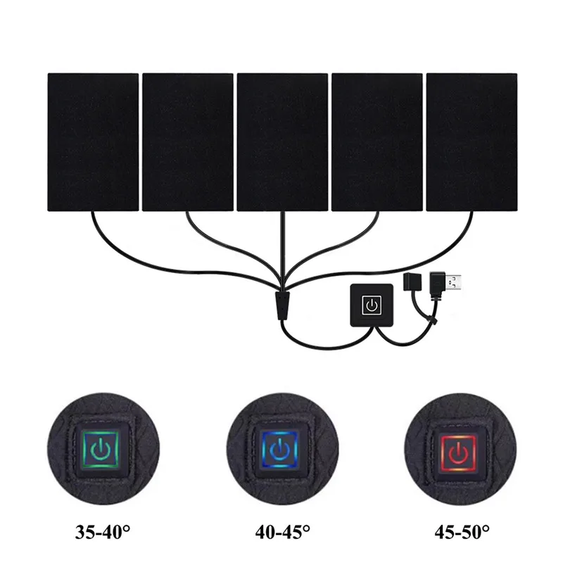 Electric Heating Sheet With 3 Gear 5V USB Charged Clothes Heating Pad Adjustable Temperature Heating Warmer Pad For Vest Jacket