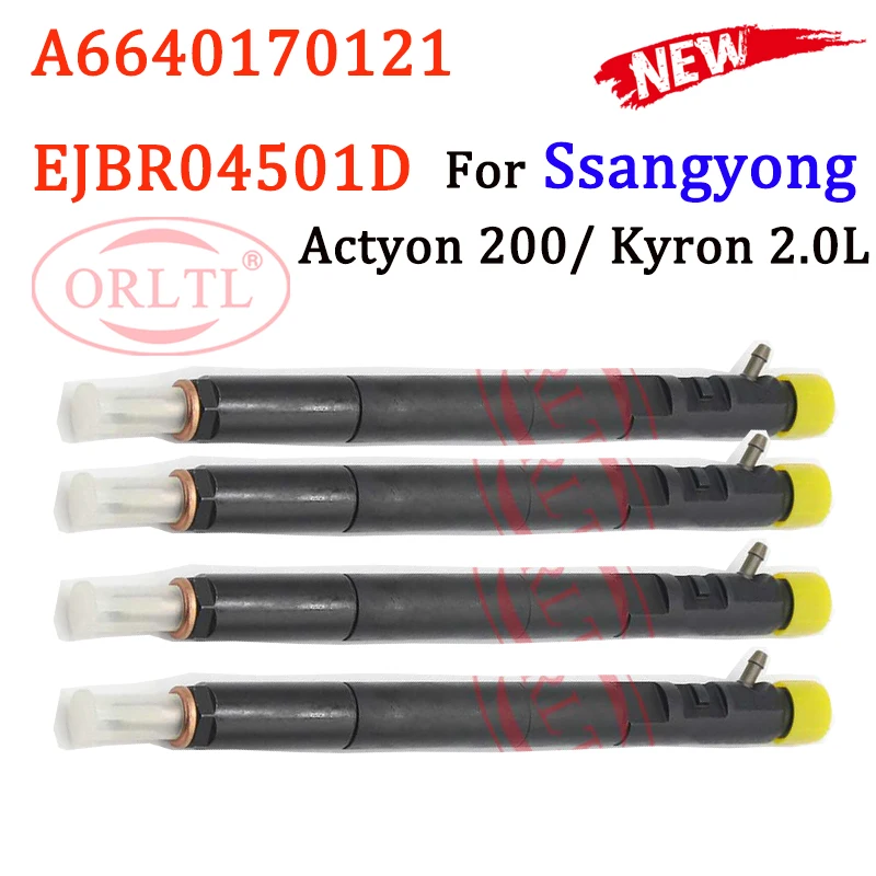 ORLTL 4PCS A6640170121 NOZZLE 4501D Euro 4 Diesel Fuel Injector EJBR04501D 6640170121 for Delphi SSangYong Actyon Kyron Rexton