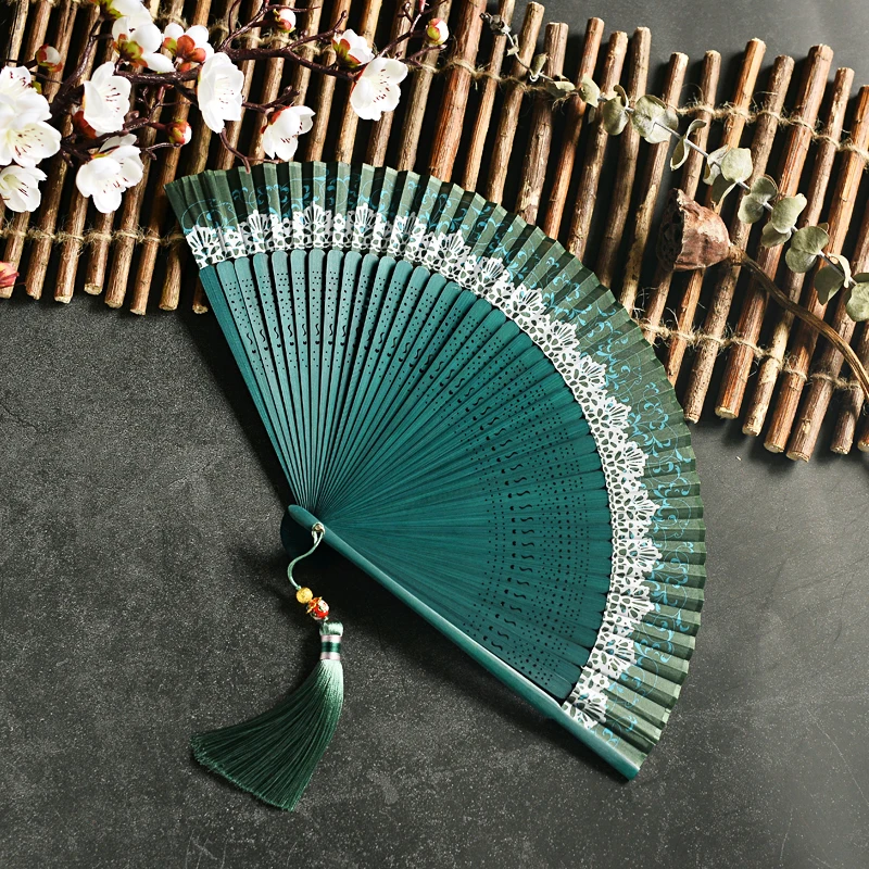 Chinese Folding Fan Classical Elegants Dance Hanfu Ventilatore Opening and Closing Smoothly Hand Fans Birthday Gift Photo Props