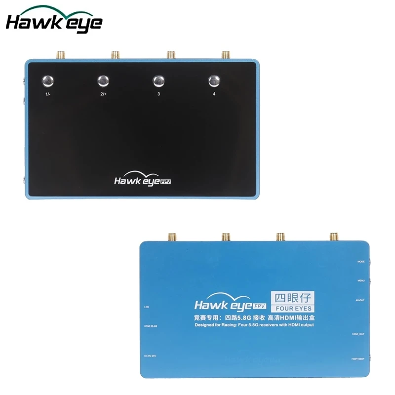 

Hawkeye Four eyes 4-Channel 5.8G Receiving 4-Segment HDMI TV Output 4,2,1 Split Screen Display / Phone for RC FPV Racing Drone