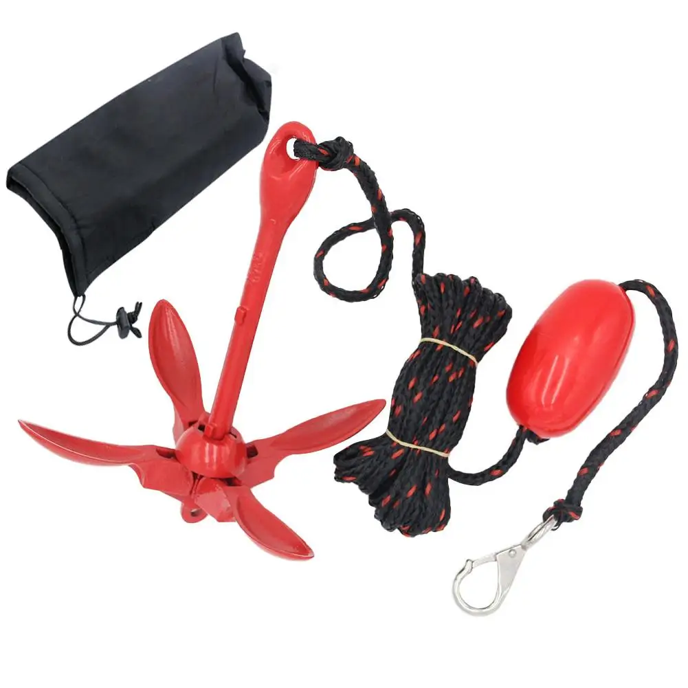 Folding Anchor Buoy Kit Portable Complete Grapnel Anchor System With Storage Bag For Canoe Kayak Raft Boat Sailboat