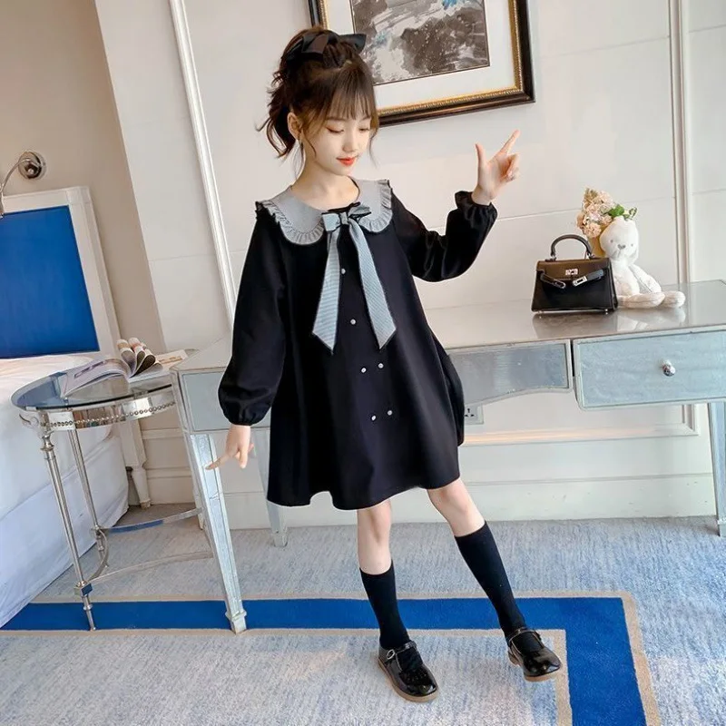 Girl Dress Kids Baby Clothes 2021 Cool Spring Summer Long Sleeve Princess Casual Long Style School Uniform Dresses Children Clot