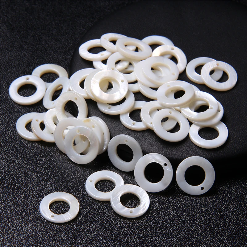 10/15/20mm White Shell Donuts Beads Mother of Pearl Spacers Beads Circle Ring Shape Shell Pendant for Jewelry Making DIY Craft