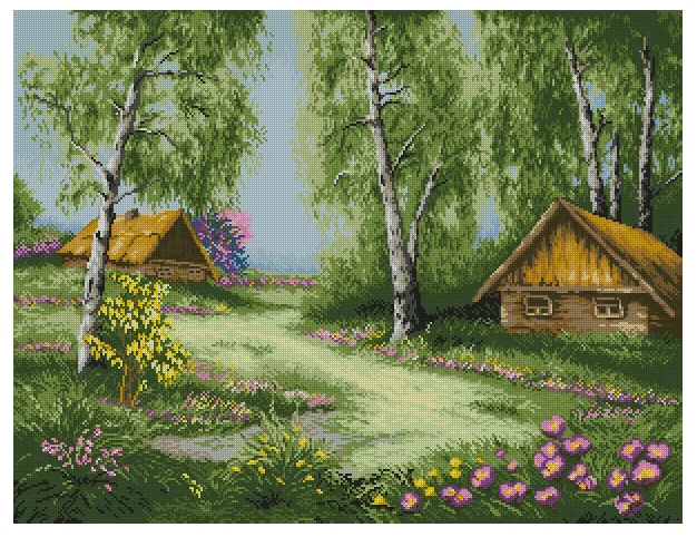 

Весенний лесной пейзаж, высококачественные наборы для вышивки крестом, 14CT, набор для шитья без печати, вышитое искусство, домашний декор ручной работы