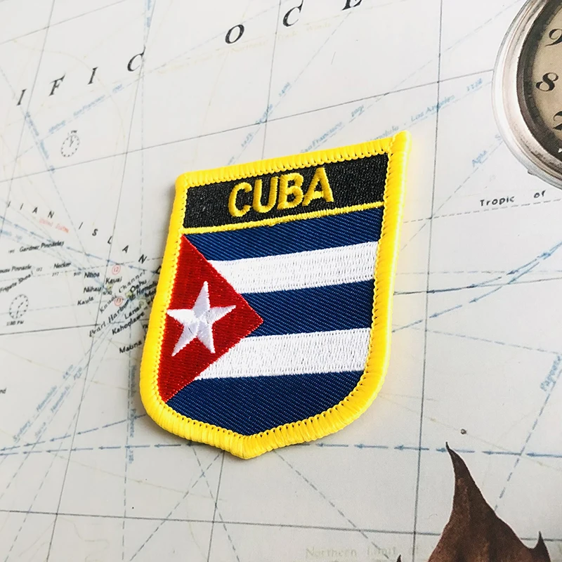 CUBA National Flag Embroidery Patches Badge Shield And Square Shape Pin One Set On The Cloth Armband Backpack Decoration Gifts