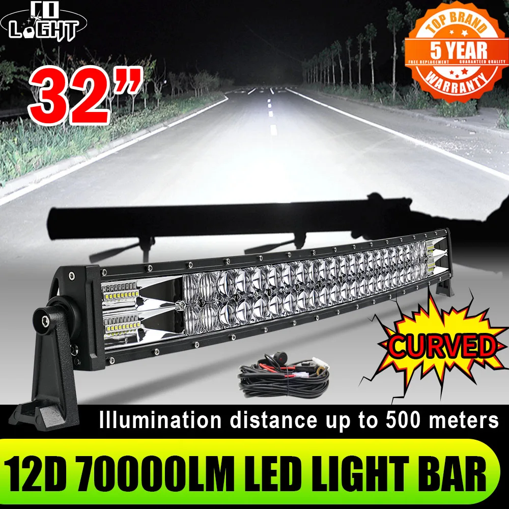 CO LIGHT 2-Row 32 inch Curved LED Light Bar 620W Offroad Led Bar Combo Beam Led Work Light Bar 12v 24v For 4x4 4WD SUV ATV Cars