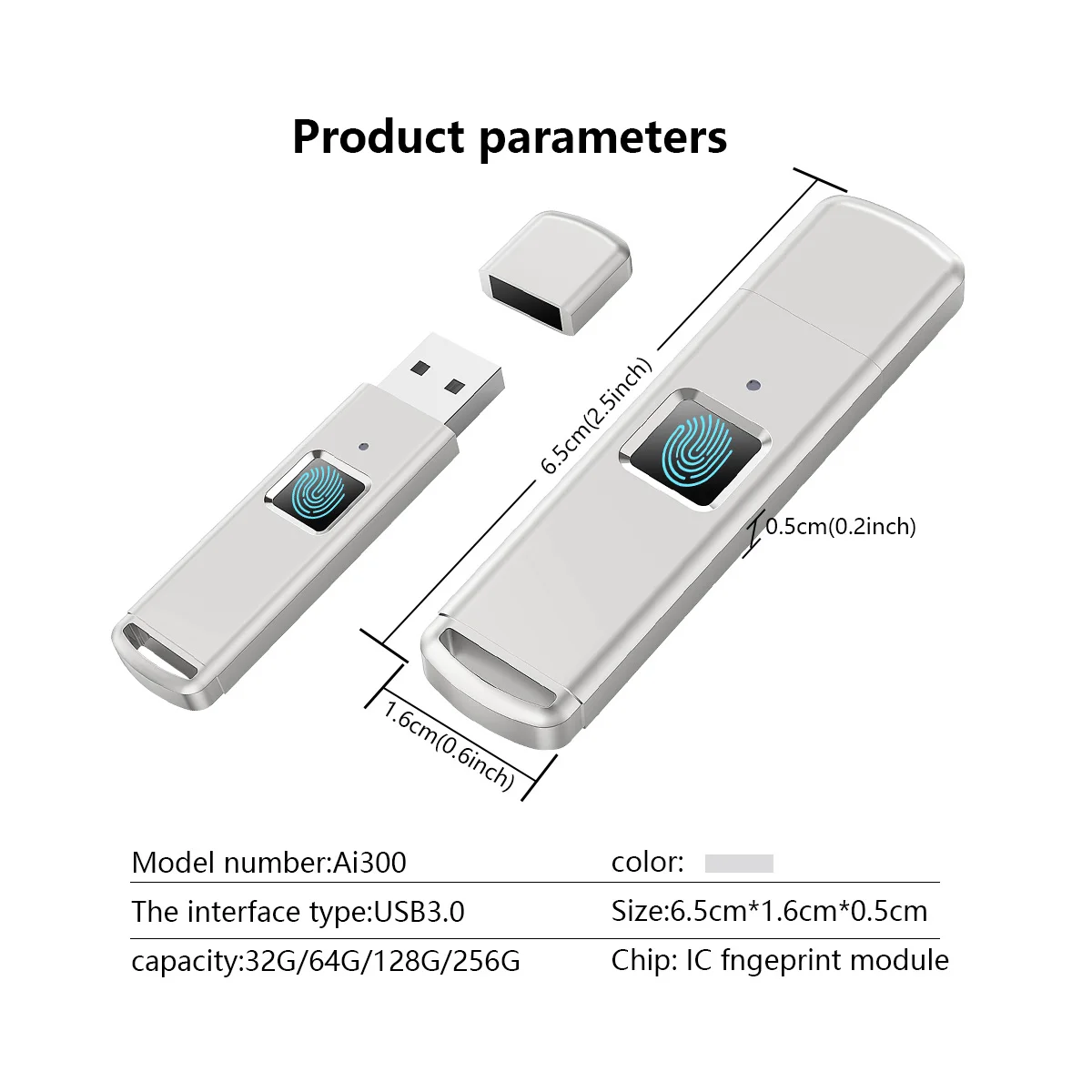 Kercan Fingerprint Recognition USB3.0 Flash Drive Privacy Encrypted Security 256GB 128GB 64GB 32GB Fingerprint Encrypted Disk