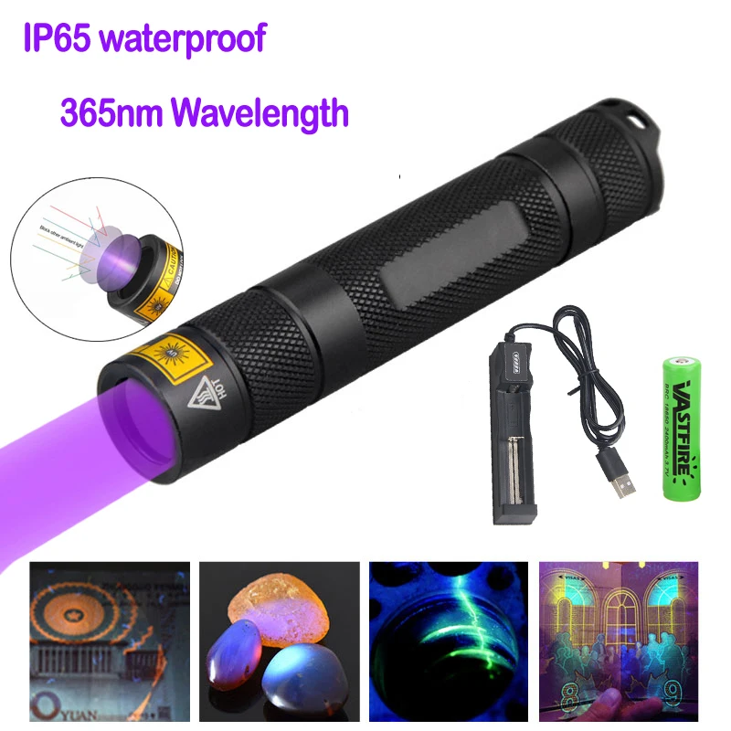 365NM UV Led Flashlight 395nm Ultra Violets Ultraviolet Lanterna IP65 Waterproof Invisible Torch Pet Stains Hunting Marker Check