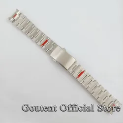 Goutent 20mm Silver Stainless Steel Solid Bracelet Brushed Watch Band Folding Clasp