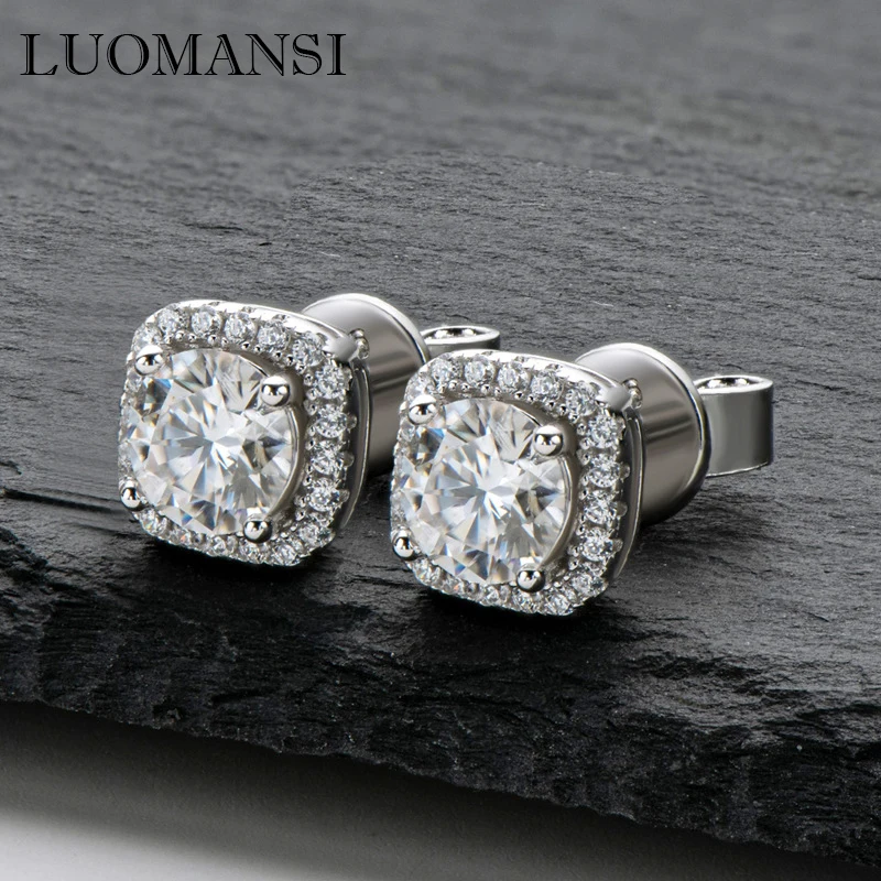 

Luomansi Super Flash Earrings 1CT Moissanite Passed the Diamond Test 100% S925 Sterling Silver Women's High Jewelry