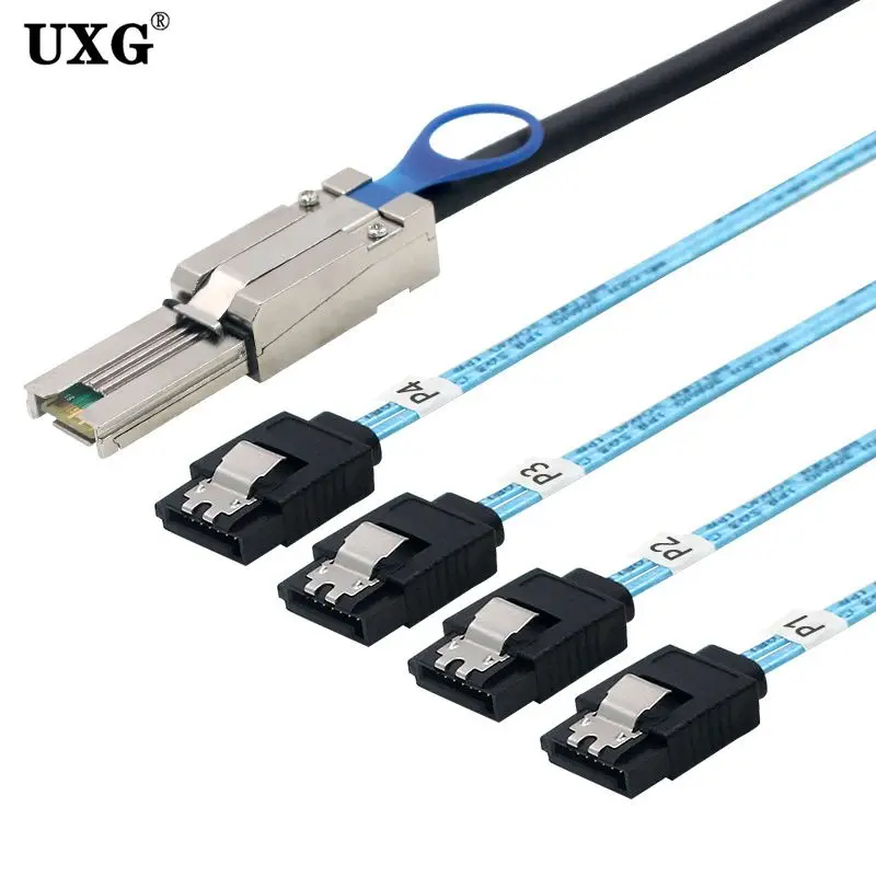 Mini SAS 26Pin SFF-8088 Male to 4 SATA 7Pin Female Hard Disk Splitter Adapter Data Cable 1m, 8088 to 4 SATA Cable