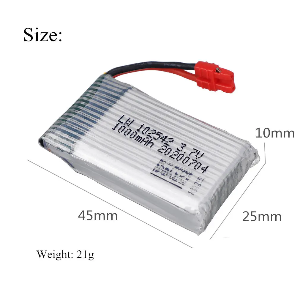 3.7V 1000MAhสำหรับSyma X5HC X5HW X5UW X5UC Quadcopterอะไหล่อัพเกรด 102542 แบตเตอรี่