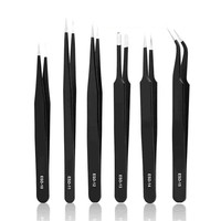Anti-static ESD Stainless Steel Tweezers Maintenance Tools Industrial Precision Curved Straight Tweezers Repair Tools