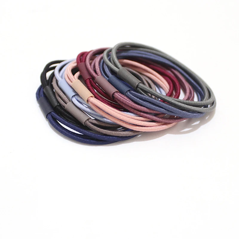 High Quality Three Line in One Multi-Color Hair Tie Rubber Band Cord Headdress  Elastic Hair Bands