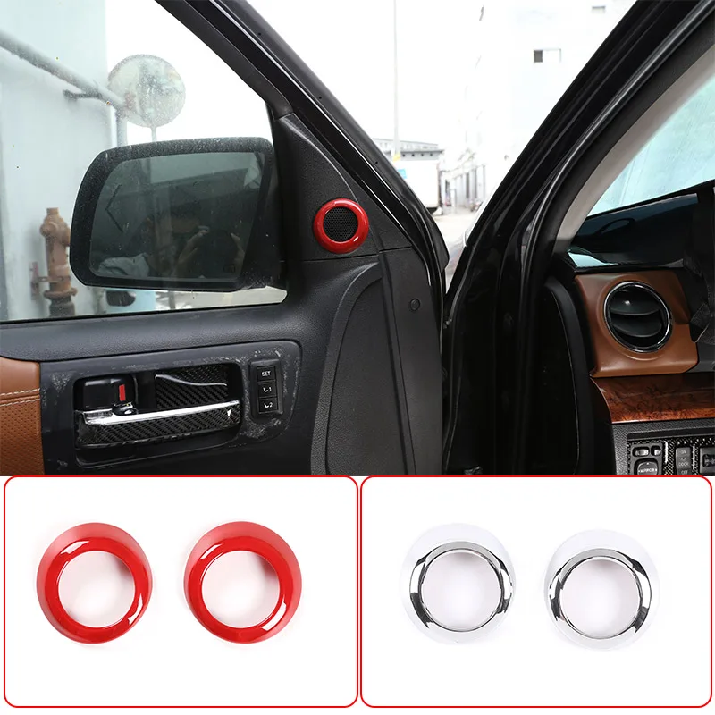 

ABS Bright Silver/Red For Toyota Tundra/Sequoia 2017-2021 Car Door Tweeter Stereo Horn Cover Decoration Stickers Car Accessories