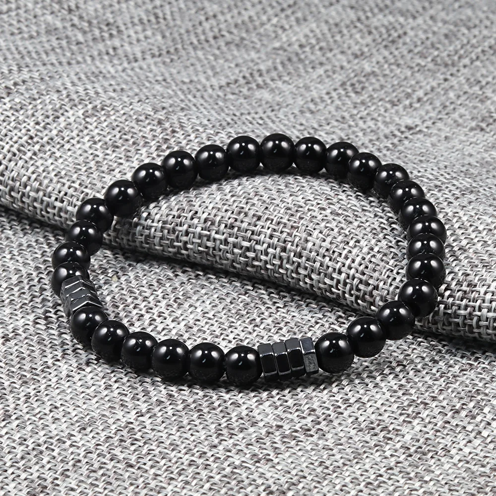 6mm Luxury Thin Men Bracelet Hematite Tiger Eyes Lava Natural Stone Beads Homme Bracelets & Bangles Energy Yoga Jewelry Pulseira