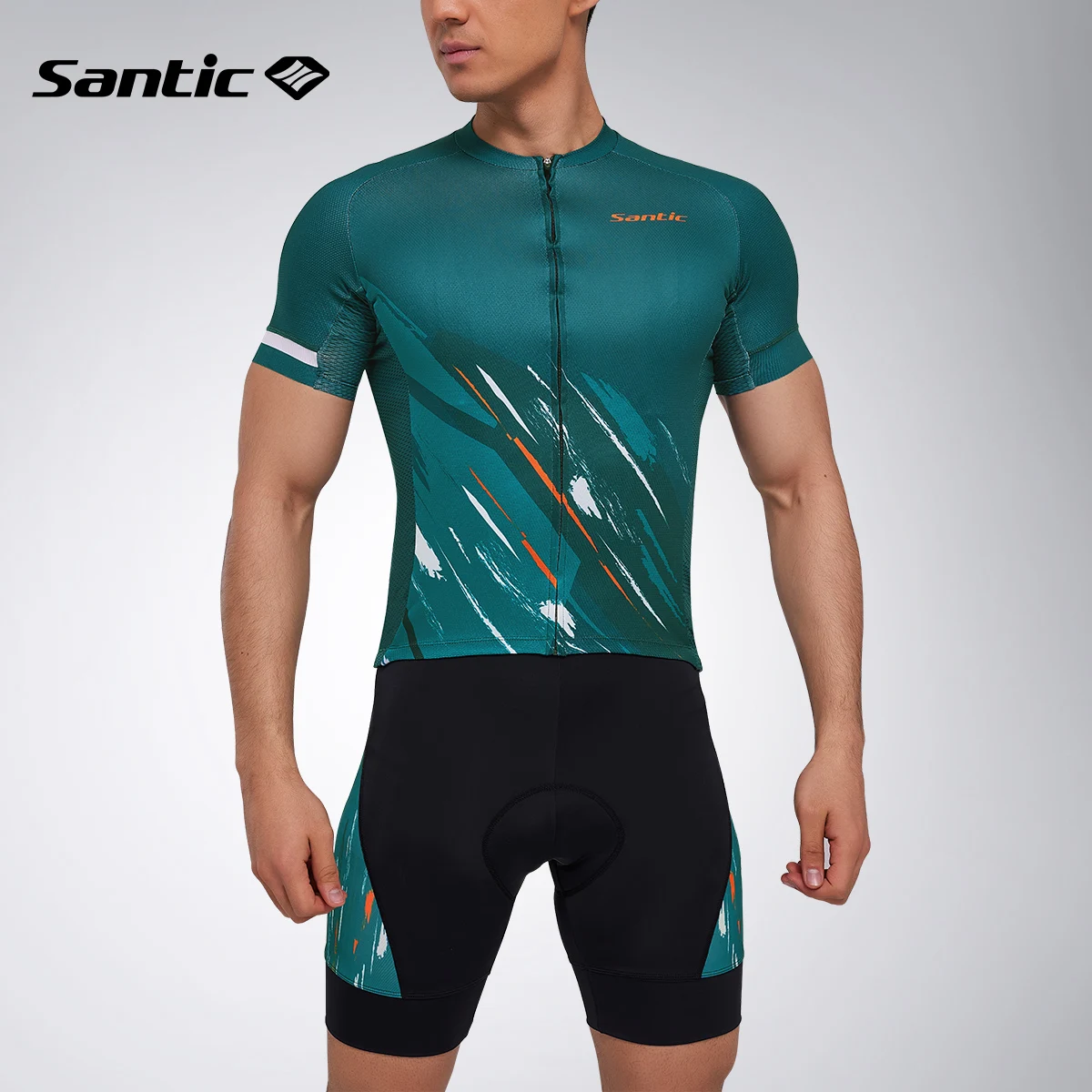 Santic Summer Cycling Jersey Set Breathable Gel Pad Clothing Men Bib Shorts Maillot Ciclismo Bike Jersey Short Sleeve Asian Size