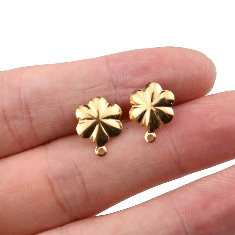 

10pcs/lot Stainless Steel Flower Earring Base Connectors Linkers DIY Earrings Jewelry Stud Earring Posts with Loop For Bohemian