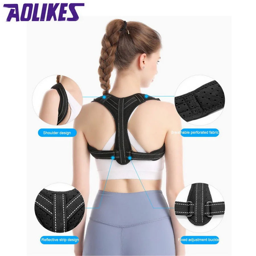 AOLIKES Back Posture Corrector Protective Band Adjustable Humpback Orthosis Straight Back Belt Back Fix Shoulder Corset Support