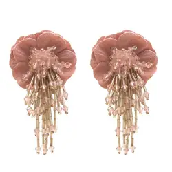 Bohemian Crystal Tassel Flower Earrings for Women Dangle Fashion Stud Earrings High Quality Wedding Jewelry Earrings Bijoux