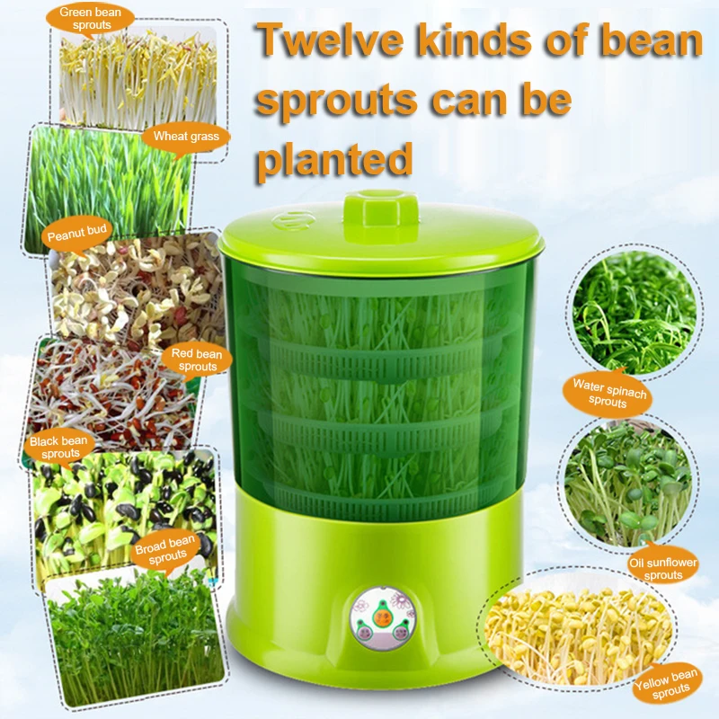 DIY Bean Sprouts Maker 2/3 Layer Thermostat Green Vegetable Seeding Growing Germinator Automatic Electric Buds Growth Bucket EU