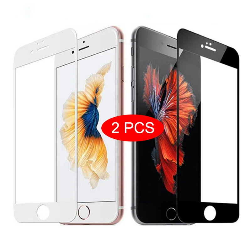 

2 Pcs Full Cover Tempered Glass For iPhone 7 8 6 6s Plus Screen Protector For iPhone X XR XS MAX on iPhone 11 Pro Max 12 MINI