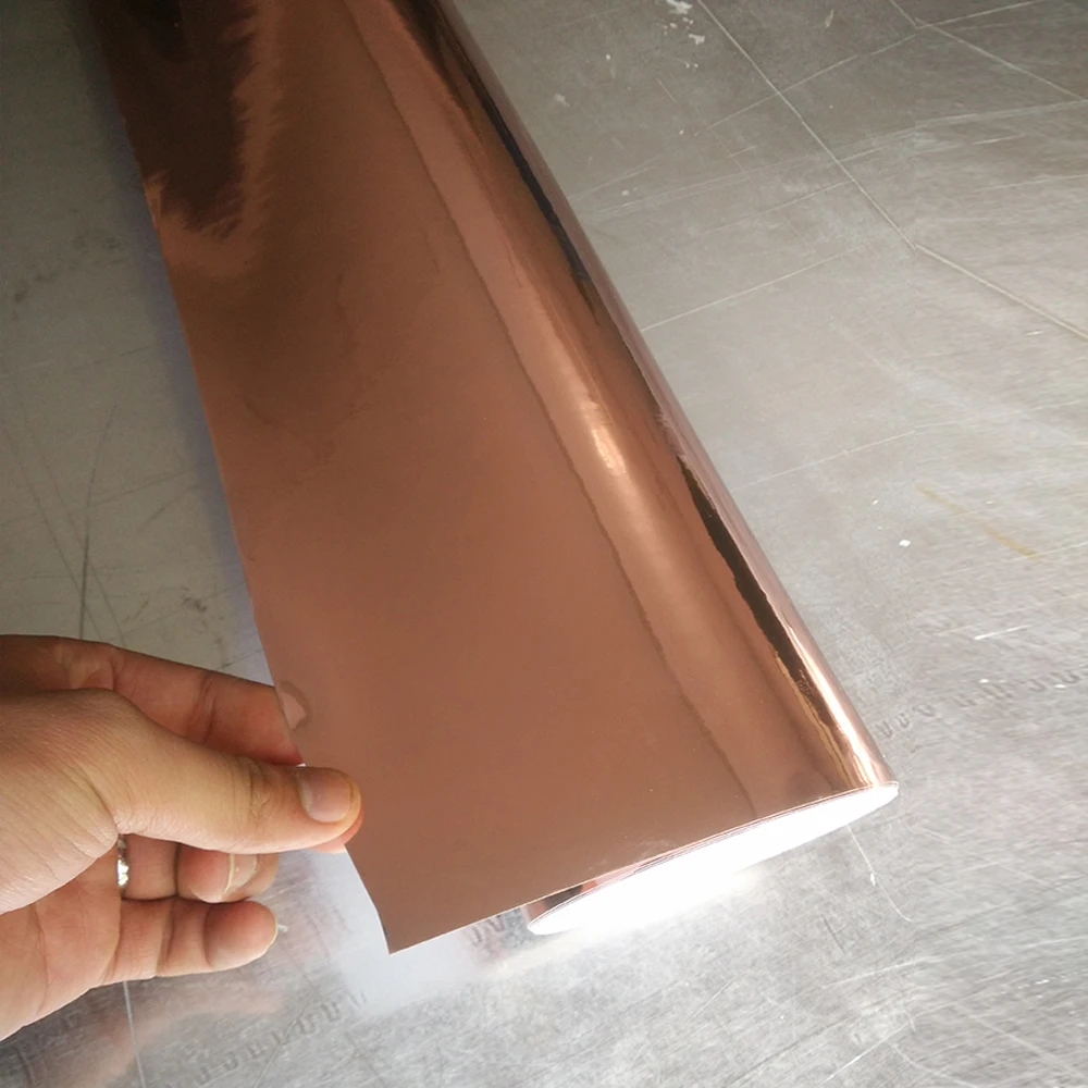 SUNICE 1.52X15M High Glossy Rose Gold Car Wrap Film Car Sticker Films Mirror Chrome Effect Decorative Car Body Wrapping Foil DIY