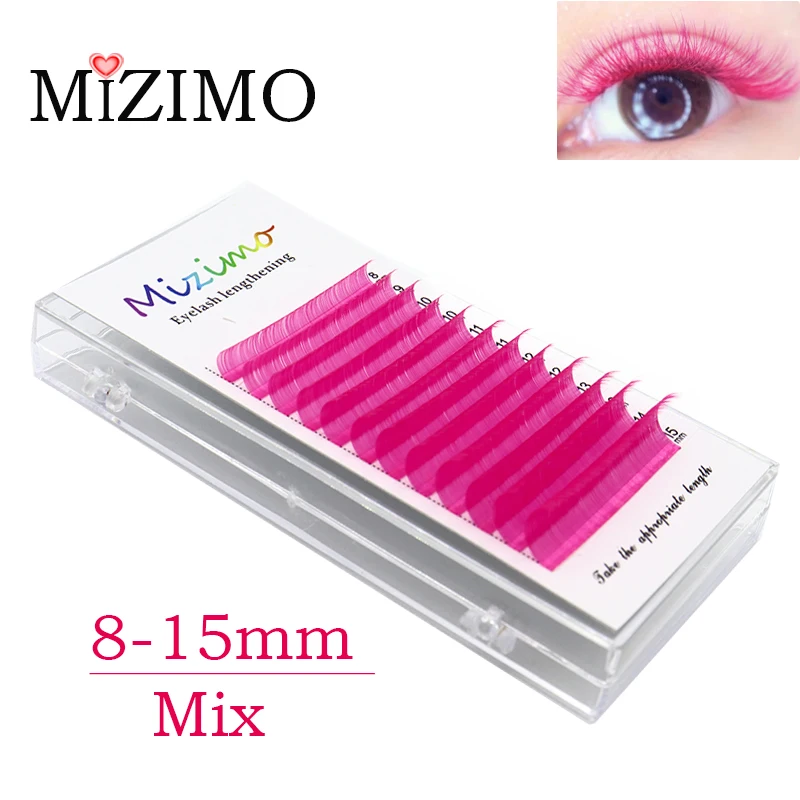 Rose Color 8-15 Length Mixed With Natural Softness Extended Professional Grafting False Eyelashes Makeup C/D